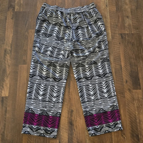 INVESTMENTS Animal Print Purple Hem Palazzo Pull On Wide Leg Pants Size XL - Picture 5 of 7